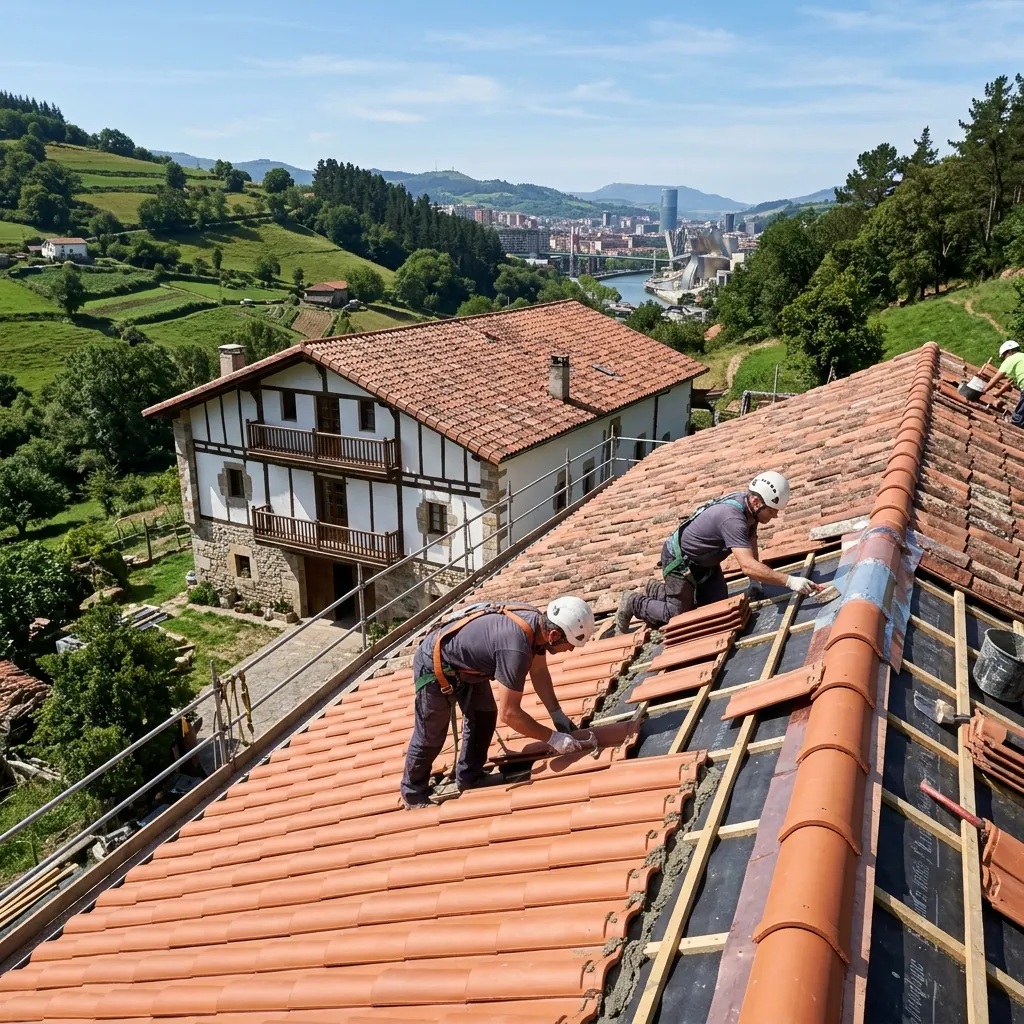 Tejados de teja y pizarra en Bilbao